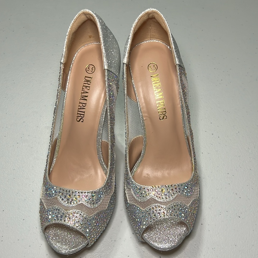 Women’s sparkly rhinestone dream Paris heels, size 5.5